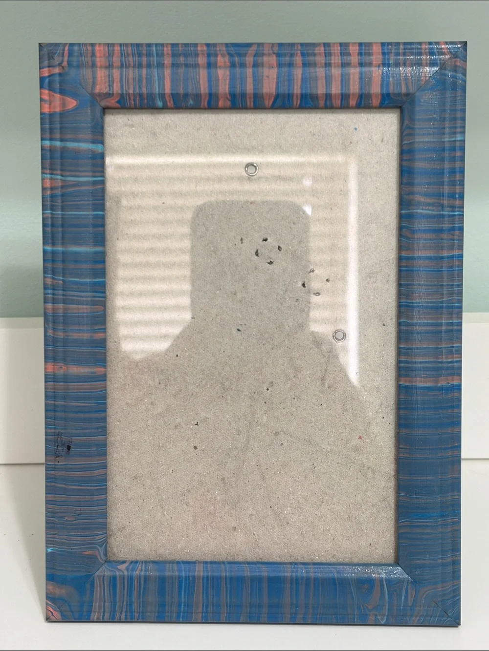 Blue and Coral Swirl Wood Picture Frame